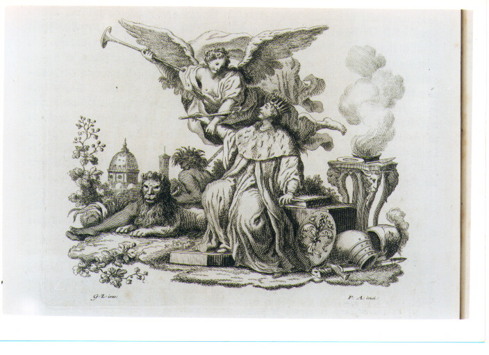 ALLEGORIA DELLA GLORIA DI FIRENZE (stampa) di Zocchi Giuseppe, Allegrini Francesco (sec. XVIII)