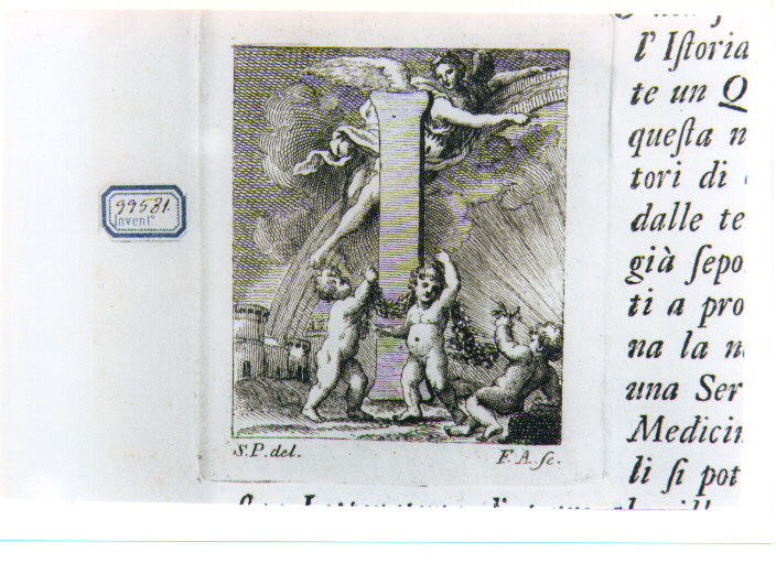 CAPOLETTERA I CON PUTTI FESTANTI E IRIDE (stampa) di Allegrini Francesco, Pacini Sante (sec. XVIII)