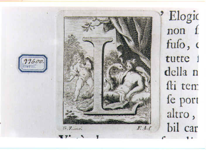 CAPOLETTERA L CON LEDA E IL CIGNO (stampa) di Zocchi Giuseppe, Allegrini Francesco (sec. XVIII)