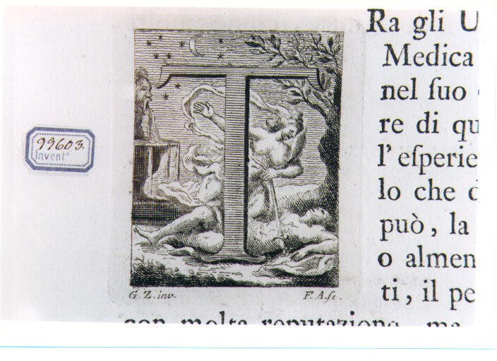 CAPOLETTERA T CON PIRAMO E TISBE (stampa) di Zocchi Giuseppe, Allegrini Francesco (sec. XVIII)