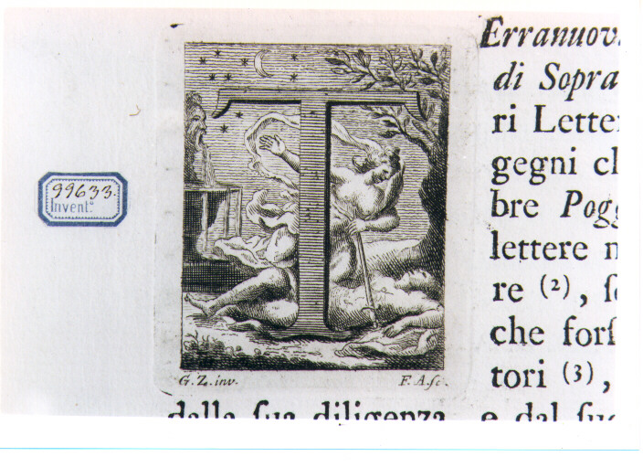CAPOLETTERA T CON PIRAMO E TISBE (stampa) di Zocchi Giuseppe, Allegrini Francesco (sec. XVIII)