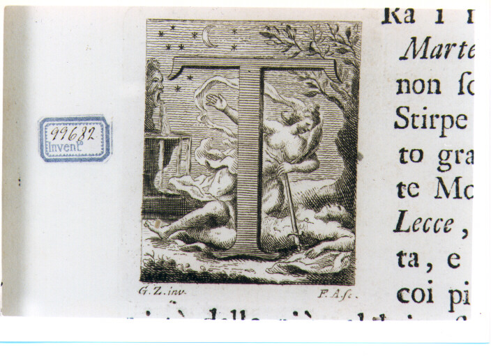 CAPOLETTERA T CON PIRAMO E TISBE (stampa) di Zocchi Giuseppe, Allegrini Francesco (sec. XVIII)