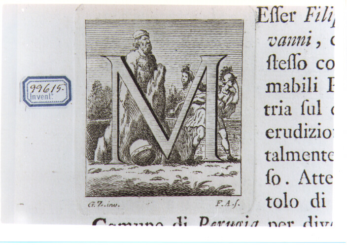 CAPOLETTERA M CON PERSEO CHE TRASFORMA ATLANTE IN PIETRA (stampa) di Zocchi Giuseppe, Allegrini Francesco (sec. XVIII)