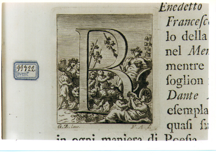 CAPOLETTERA B CON TRIONFO DI BACCO (stampa) di Zocchi Giuseppe, Allegrini Francesco (sec. XVIII)