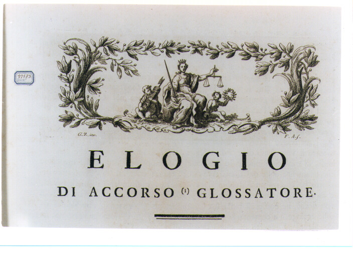 ALLEGORIA DELLA GIUSTIZIA TRA LA PACE E LA GUERRA (stampa) di Zocchi Giuseppe, Allegrini Francesco (sec. XVIII)