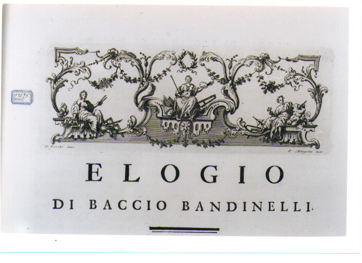 ALLEGORIA DELLA PITTURA, DELL'ARCHITETTURA E DELLA SCULTURA (stampa) di Zocchi Giuseppe, Allegrini Francesco (sec. XVIII)