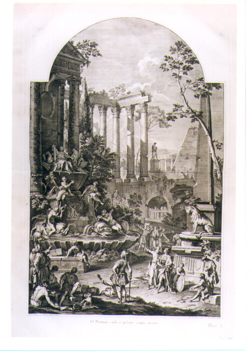 TOMBA ALLEGORICA DI ? (stampa) di Ricci Sebastiano, Ricci Marco, Tardieu Nicolas Henri, Fratta Domenico Maria (sec. XVIII)