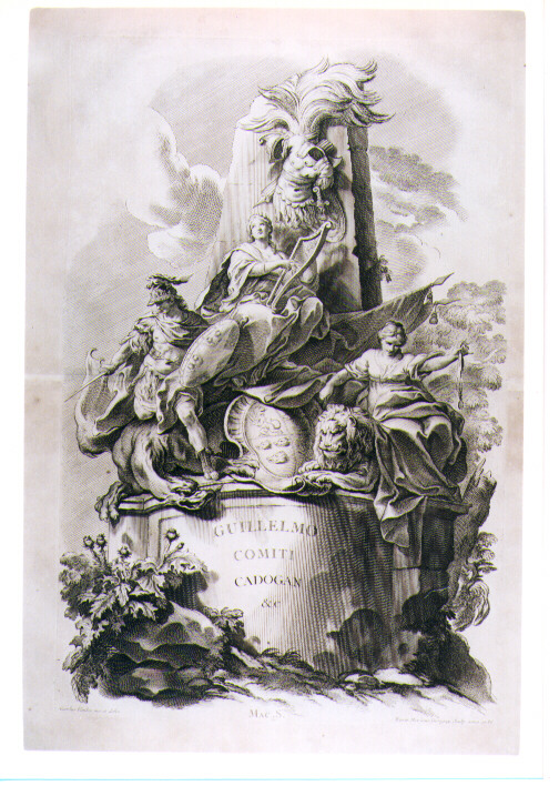 MONUMENTO FUNEBRE DI GUGLIELMO CONTE DI CADOGAN (stampa) di Van Loo Charles-Andrè detto Carle, Dorigny Nicolas (sec. XVIII)