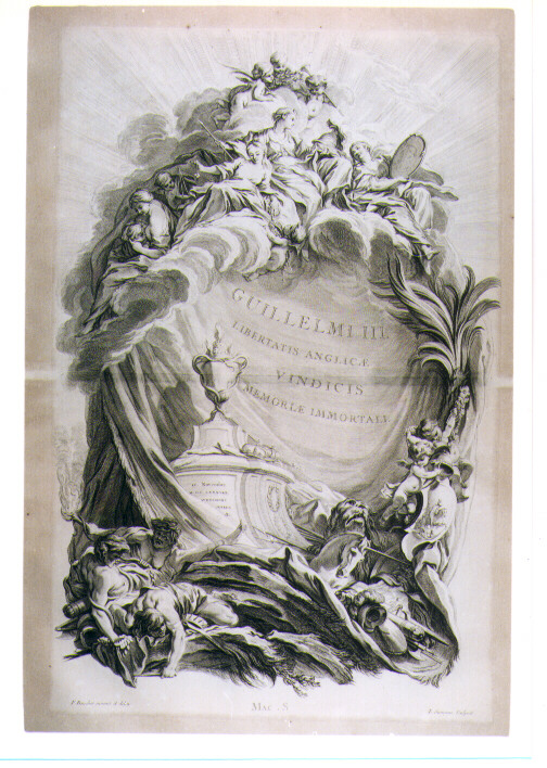 MONUMENTO FUNEBRE DI GUGLIELMO III (stampa) di Boucher Francois, Surugue Louis (sec. XVIII)