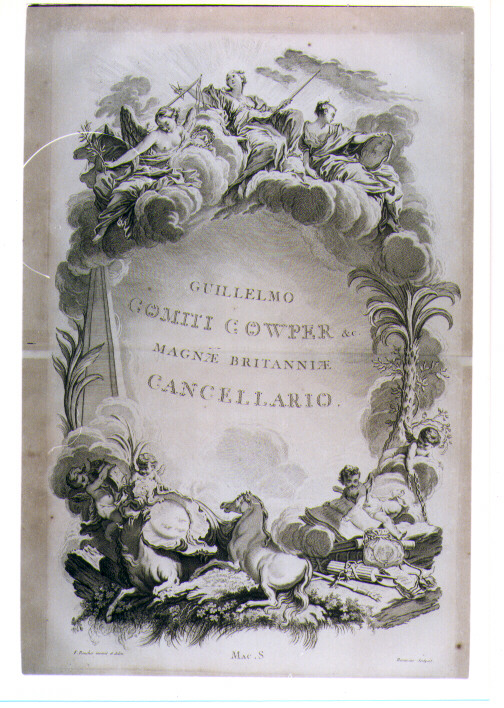 LASTRA CELEBRATIVA DI WILLIAM COOPER (stampa) di Boucher Francois, De Beauvais Jacques Philippe (sec. XVIII)