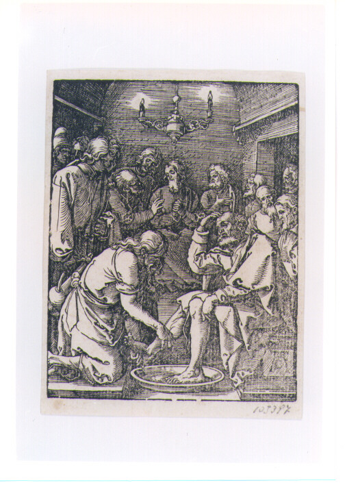 CRISTO LAVA I PIEDI DI SAN PIETRO (stampa controfondata) di Durer Albrecht (sec. XVI)