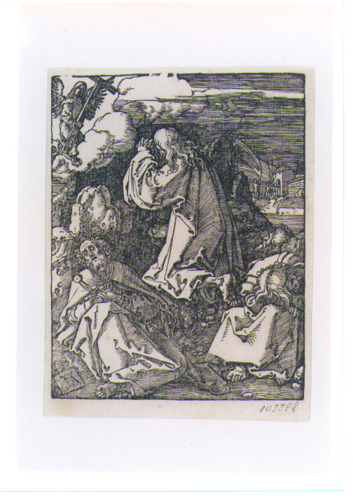 ORAZIONE DI CRISTO NELL'ORTO DI GETHSEMANI (stampa controfondata) di Durer Albrecht (sec. XVI)