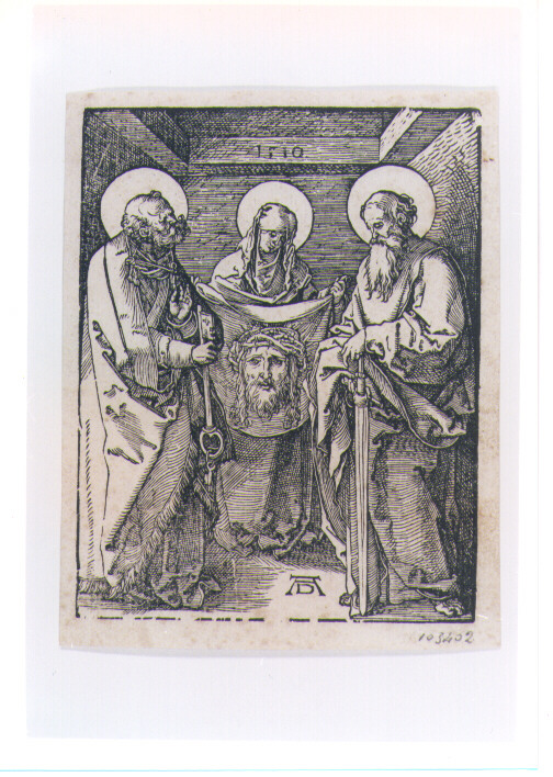 SANTA VERONICA TRA SAN PAOLO E SAN PIETRO (stampa controfondata) di Durer Albrecht (sec. XVI)