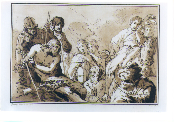 PREDICA DI SAN GIOVANNI BATTISTA (stampa a colori) di Scor Johann detto Tedesco, Scacciati Andrea II (sec. XVIII)