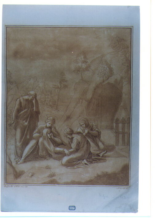 COMPIANTO SUL SEPOLCRO DI CRISTO (stampa a colori) di Sanzio Raffaello detto Raffaello, Scacciati Andrea II (sec. XVIII)