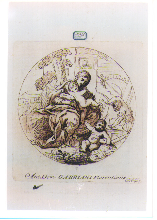 SACRA FAMIGLIA CON SAN GIOVANNINO (stampa a colori) di Gabbiani Antonio Domenico, Gregori Carlo (sec. XVIII)