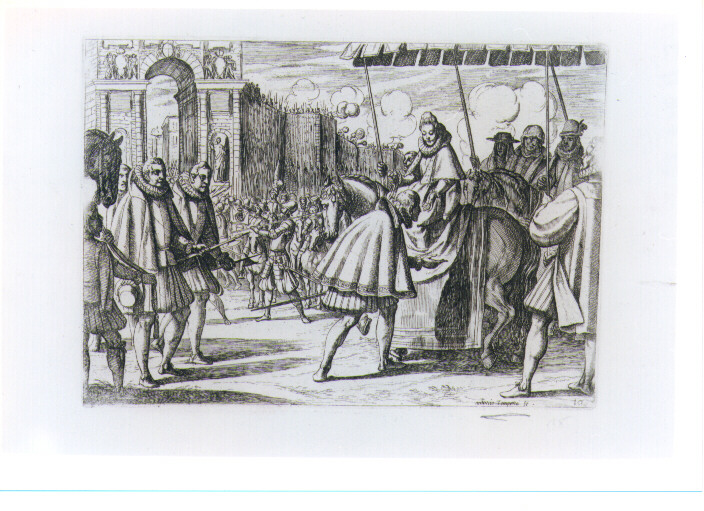SCENE DELLA VITA DI MARGHERITA D'AUSTRIA SPOSA DI FILIPPO III RE DI SPAGNA (stampa) di Tempesta Antonio (prima metà sec. XVII)