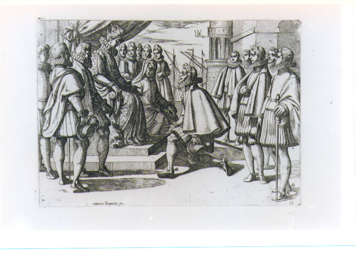 SCENE DELLA VITA DI MARGHERITA D'AUSTRIA SPOSA DI FILIPPO III RE DI SPAGNA (stampa) di Tempesta Antonio (prima metà sec. XVII)