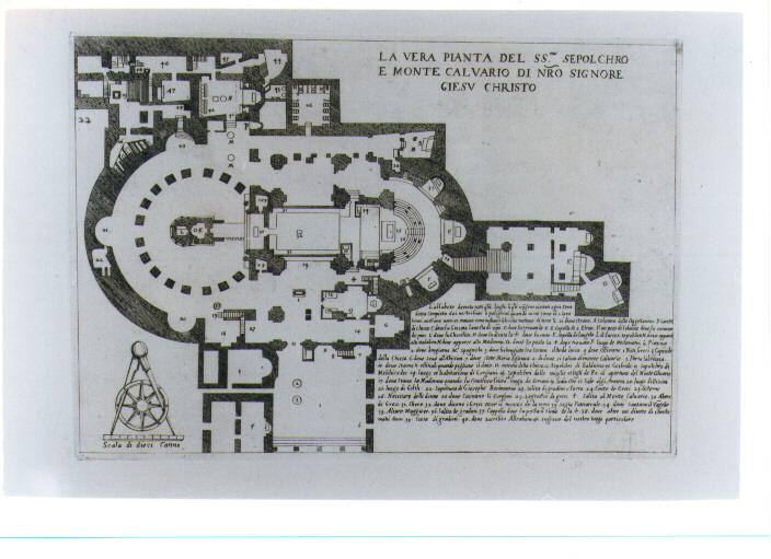 PIANTA DEL SANTO SEPOLCRO E DEL MONTE CALVARIO (stampa) di Amico Bernardino, Callot Jacques (sec. XVII)
