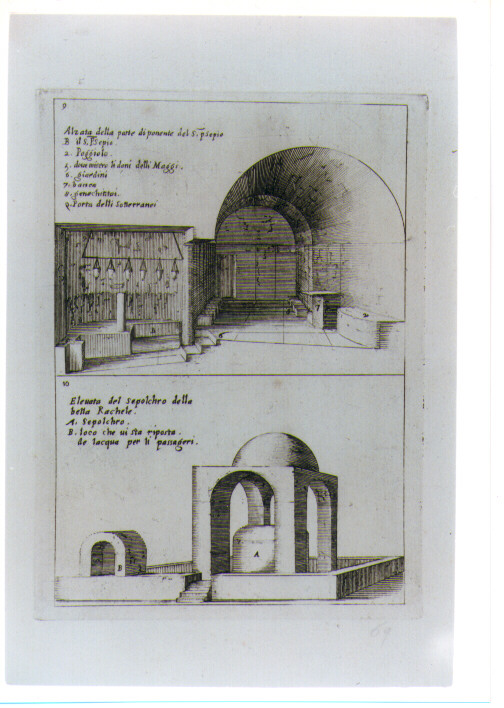 ALZATO DELLA PARTE OCCIDENTALE DELLA CHIESA DEL SANTO PRESEPE E DEL SEPOLCRO DI RACHELE (stampa) di Amico Bernardino, Callot Jacques (sec. XVII)