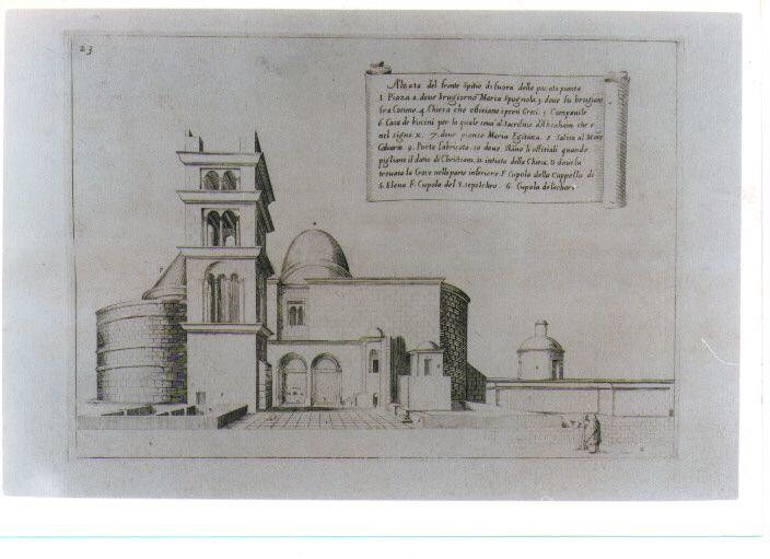 VEDUTA DELLA FACCIATA ESTERNA DEL SANTO SEPOLCRO (stampa) di Amico Bernardino, Callot Jacques (sec. XVII)