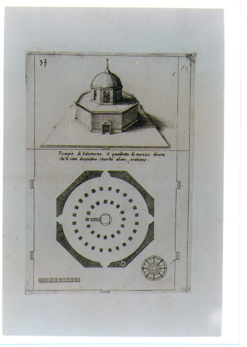 PIANTA E ALZATO DEL TEMPIO DI SALOMONE (stampa) di Amico Bernardino, Callot Jacques (sec. XVII)