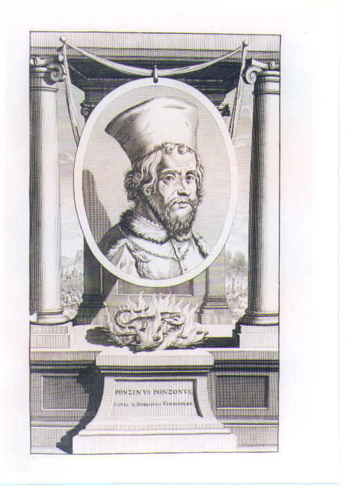 RITRATTO DI PONZINUS PONZONUS CON PAESAGGIO (stampa) di Pool Matthys (CERCHIA) (sec. XVIII)