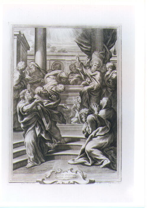 DISCORSO DI SAN PAOLO NELL'AREOPAGO DI ATENE (stampa) di Bloemaert Cornelis il Giovane, Ferri Ciro (sec. XVII)