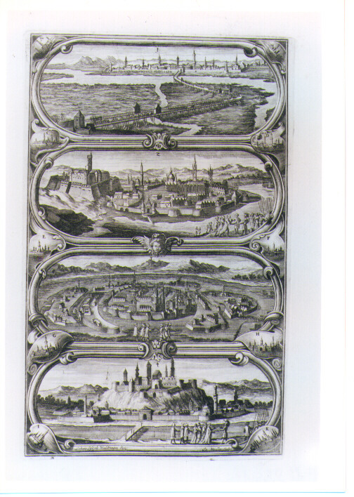 VEDUTE DEI DOMINI DI CASA D'ASBURGO (stampa) di Muller Jacob, Waldmann Johann Joseph (sec. XVII)
