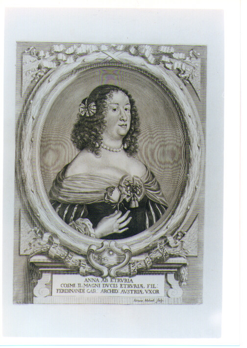 RITRATTO DI ANNA DI TOSCANA (stampa) di Haluech Adriano (prima metà sec. XVIII)