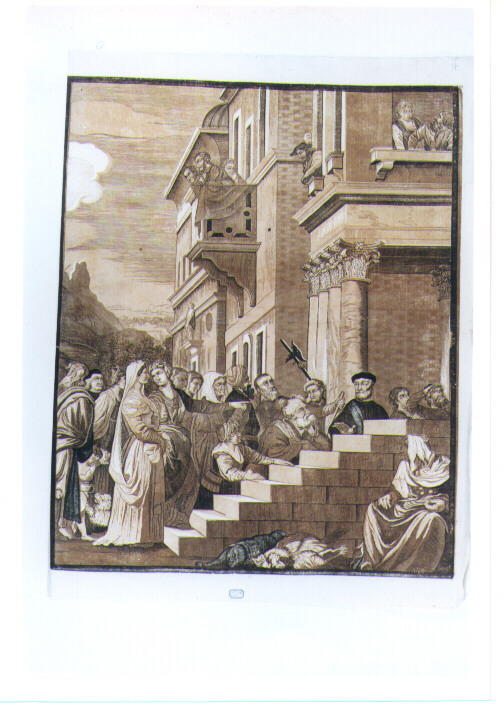 PRESENTAZIONE DI MARIA VERGINE AL TEMPIO (stampa tagliata) di Vecellio Tiziano, Jackson John Baptist (sec. XVIII)