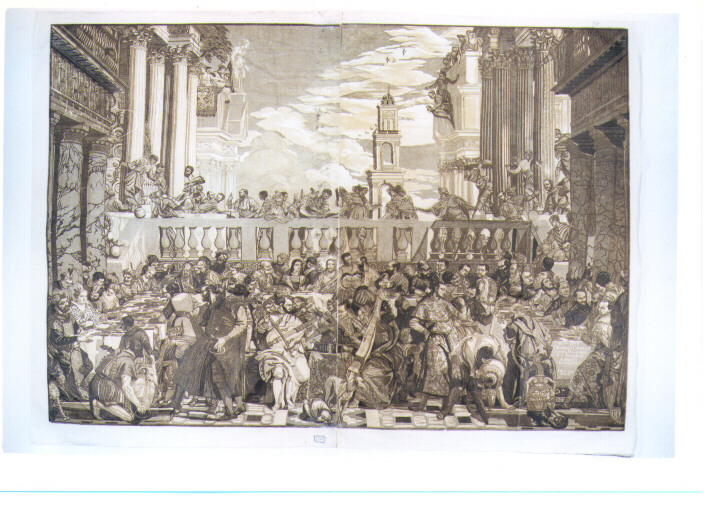 NOZZE DI CANA (stampa tagliata) di Caliari Paolo detto Paolo Veronese, Jackson John Baptist (sec. XVIII)