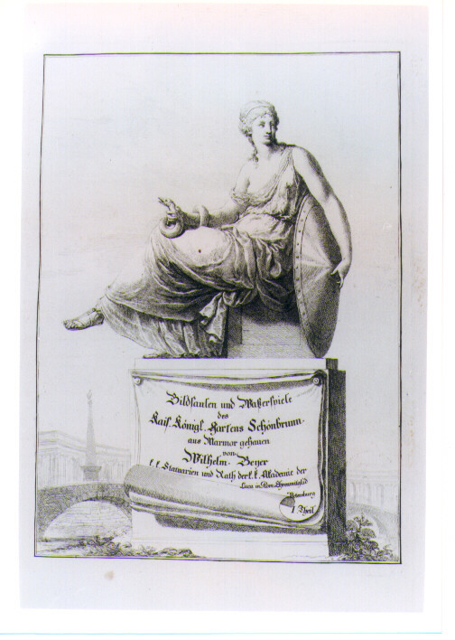 STATUA DELL'ALLEGORIA DELLA PRUDENZA (stampa) di Beyer Johann Christian Wilhelm - AMBITO VIENNESE (sec. XVIII)