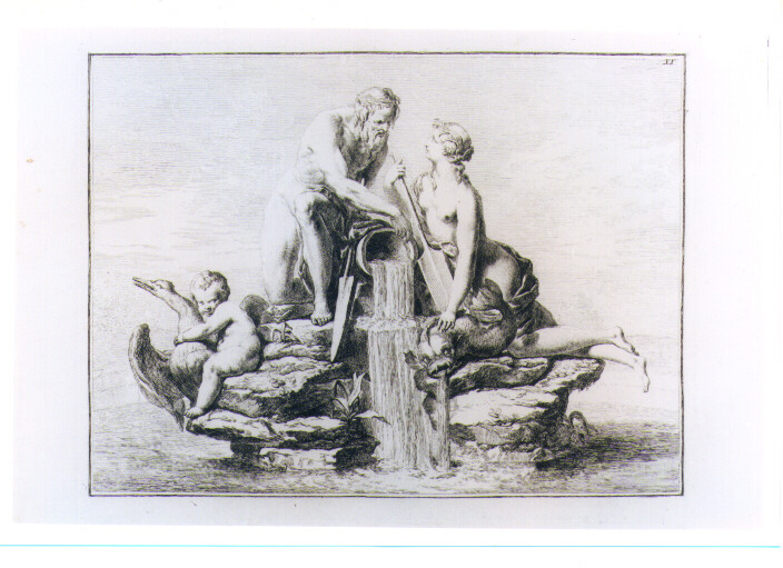 FONTANA CON ALLEGORIA DEI FIUMI ENS E DONAU (stampa) di Beyer Johann Christian Wilhelm - AMBITO VIENNESE (sec. XVIII)