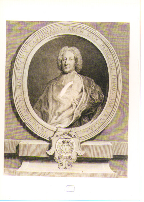 RITRATTO DEL CARDINALE FRANCESCO DE MAILLY (stampa controfondata smarginata) di Van Loo Joseph, Drevet Pierre Imbert (sec. XVIII)