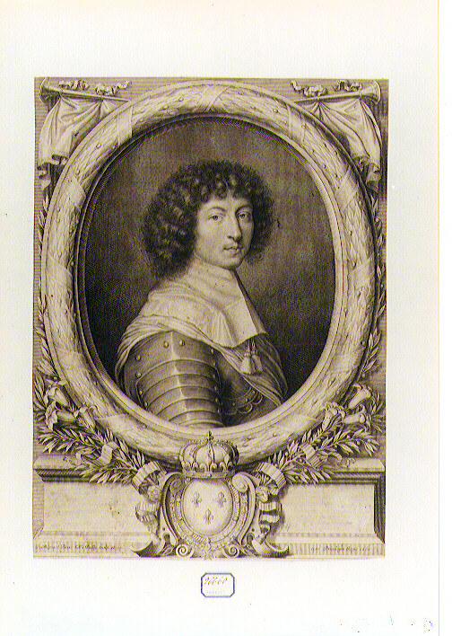 RITRATTO DI LUIGI XIV RE DI FRANCIA ? (stampa controfondata smarginata) di Mignard Pierre, De Poilly Nicolas I (sec. XVII)