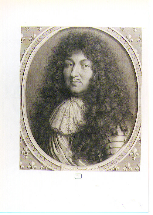 RITRATTO DI LUIGI XIV RE DI FRANCIA (stampa controfondata smarginata) di Nanteuil Robert (sec. XVII)