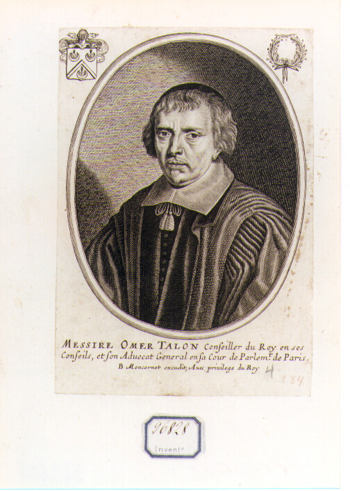 RITRATTO DI OMER TALON (stampa controfondata smarginata) di Moncornet Balthasar (CERCHIA) (sec. XVII)