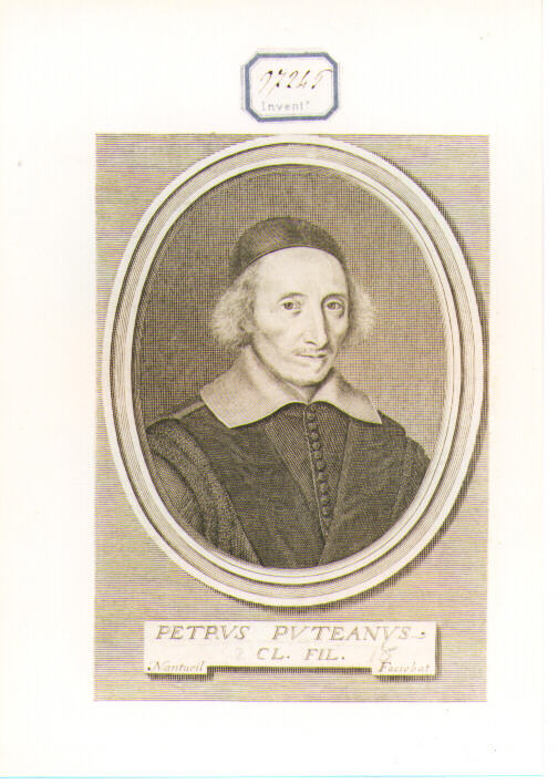 RITRATTO DI PETRUS PUTEANUS (stampa controfondata smarginata) di Nanteuil Robert (sec. XVII)