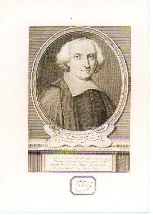 RITRATTO DI AMABLE DE BOURZEIS (stampa controfondata smarginata) di Desrochers Etienne Jehandier (CERCHIA) (sec. XVIII)