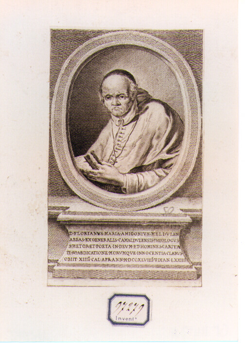 RITRATTO DI FLORIANO MARIA AMIGONI (stampa controfondata smarginata) - ambito francese (?) (sec. XVIII)