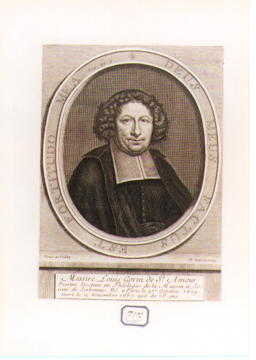 RITRATTO DI LOUIS GORIN DE ST. AMOUR (stampa controfondata smarginata) di Habert Nicolas (sec. XVII)