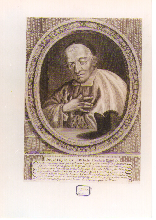 RITRATTO DI JACQUES CALLOU (stampa controfondata smarginata) di Lochon René (sec. XVIII)