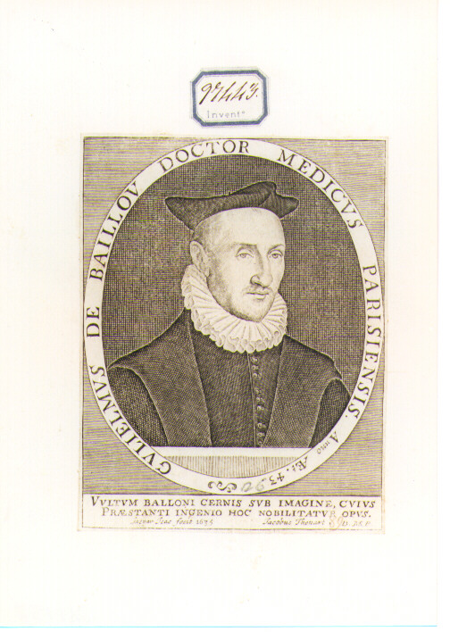 RITRATTO DI GUGLIELMUS DE BAILLOU (stampa controfondata smarginata) di De Isaac Jaspar (sec. XVII)