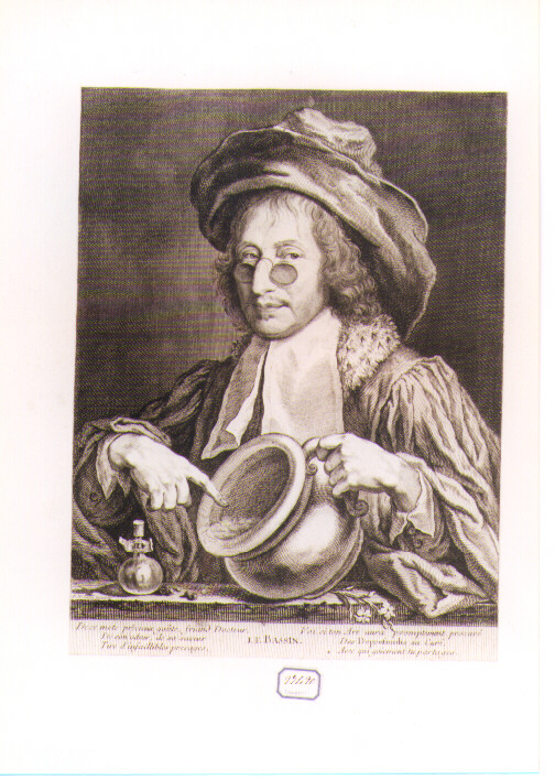 RITRATTO DI FARMACISTA (stampa controfondata smarginata) di Nanteuil Robert (sec. XVII)