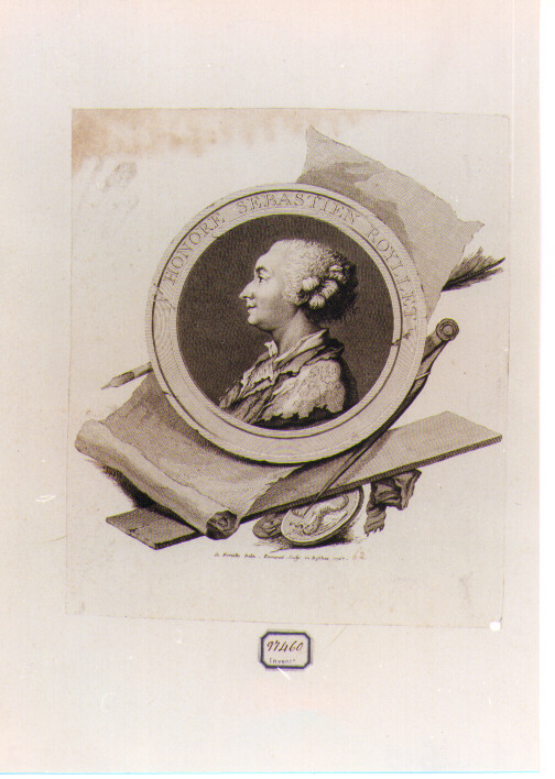 RITRATTO DI HONORE SEBASTIEN ROYLLET (stampa controfondata smarginata) di Romanet Antoine Louis, De Forville (sec. XVIII)