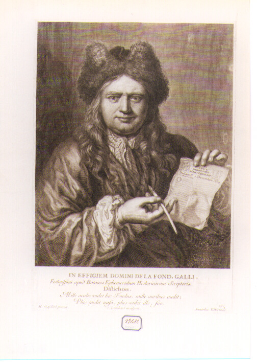 RITRATTO DEL SIGNOR DE LA FOND (stampa controfondata smarginata) di Gascard Henri, Lompart Pierre (sec. XVII)