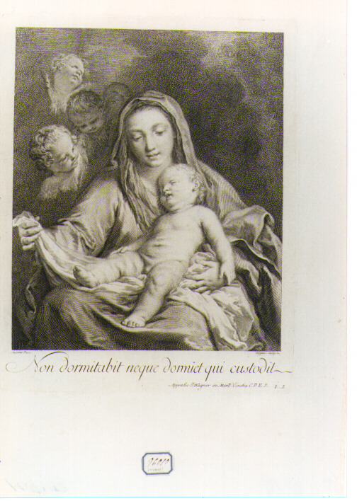 MADONNA CON BAMBINO (stampa controfondata) di Amigoni Jacopo, Wagner Joseph (sec. XVIII)
