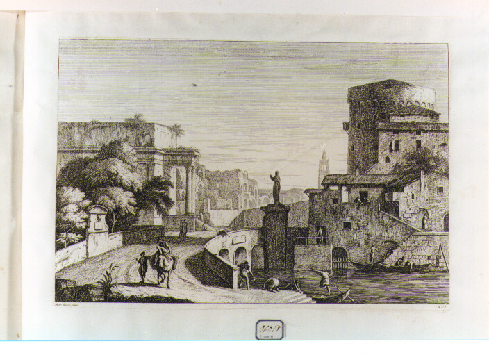 PAESAGGIO CON ROVINE (stampa controfondata smarginata) di Ricci Marco, Fossati Davide Antonio (sec. XVIII)