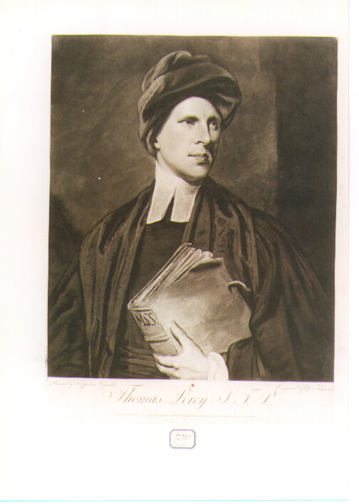 RITRATTO DI THOMAS PERCY (stampa controfondata smarginata) di Reynolds Joshua, Dickinson William (sec. XVIII)